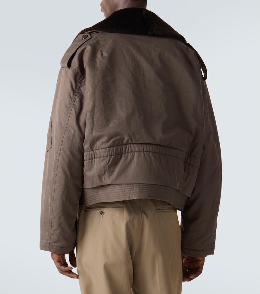 Shearling-trimmed cotton gabardine jacket