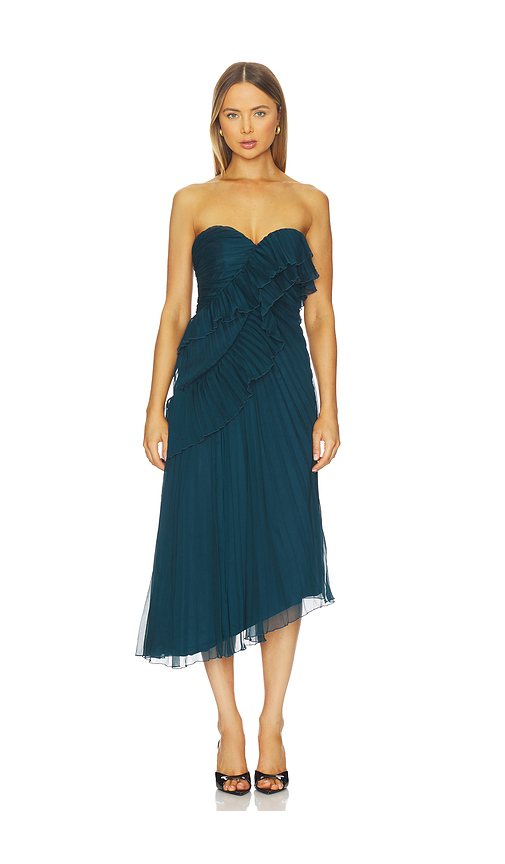AMUR Caitlyn Midi Dress in Teal. 4. Also