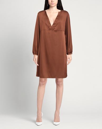 Woman Mini dress Brown Size 8 Polyester, Elastane