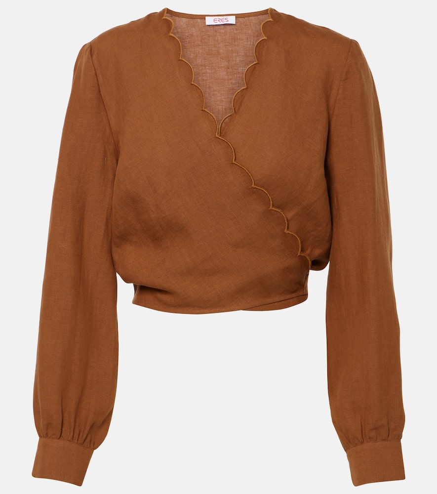 Joli scalloped linen wrap top
