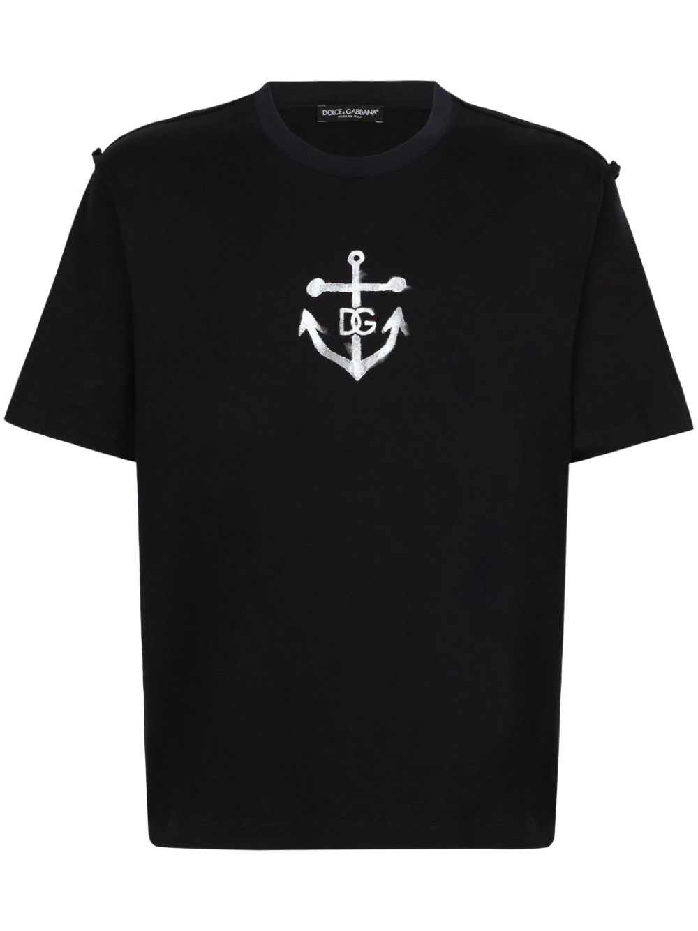 Marina-print cotton T-shirt - Blue