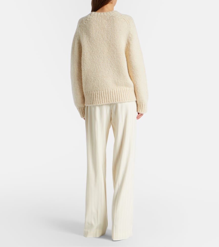 Striped high-rise wool wide-leg pants