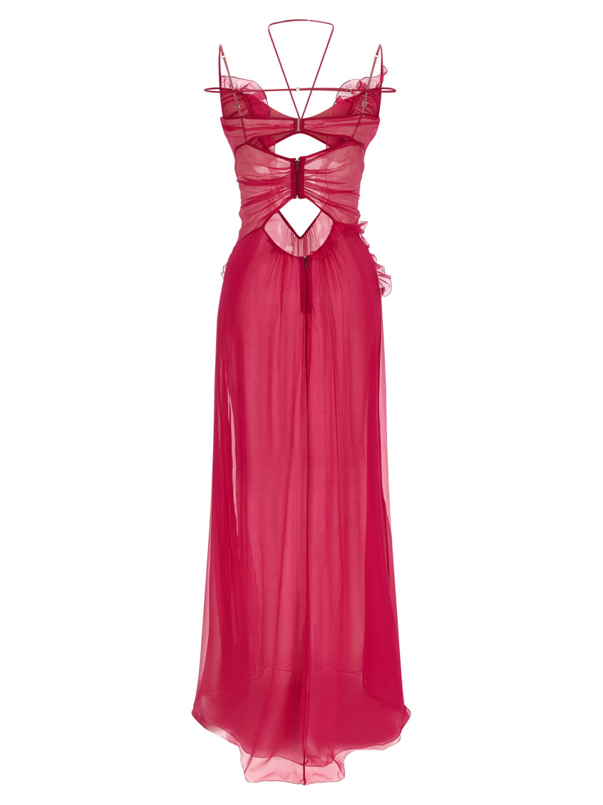 Frilled Gown With Cutouts Dress