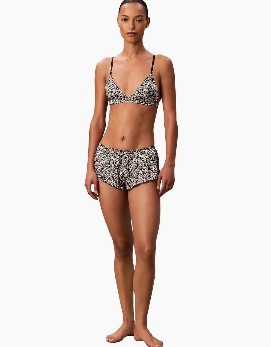 Calvin Klein Women's Signature Satin Boy Short, Animal Print - Brown