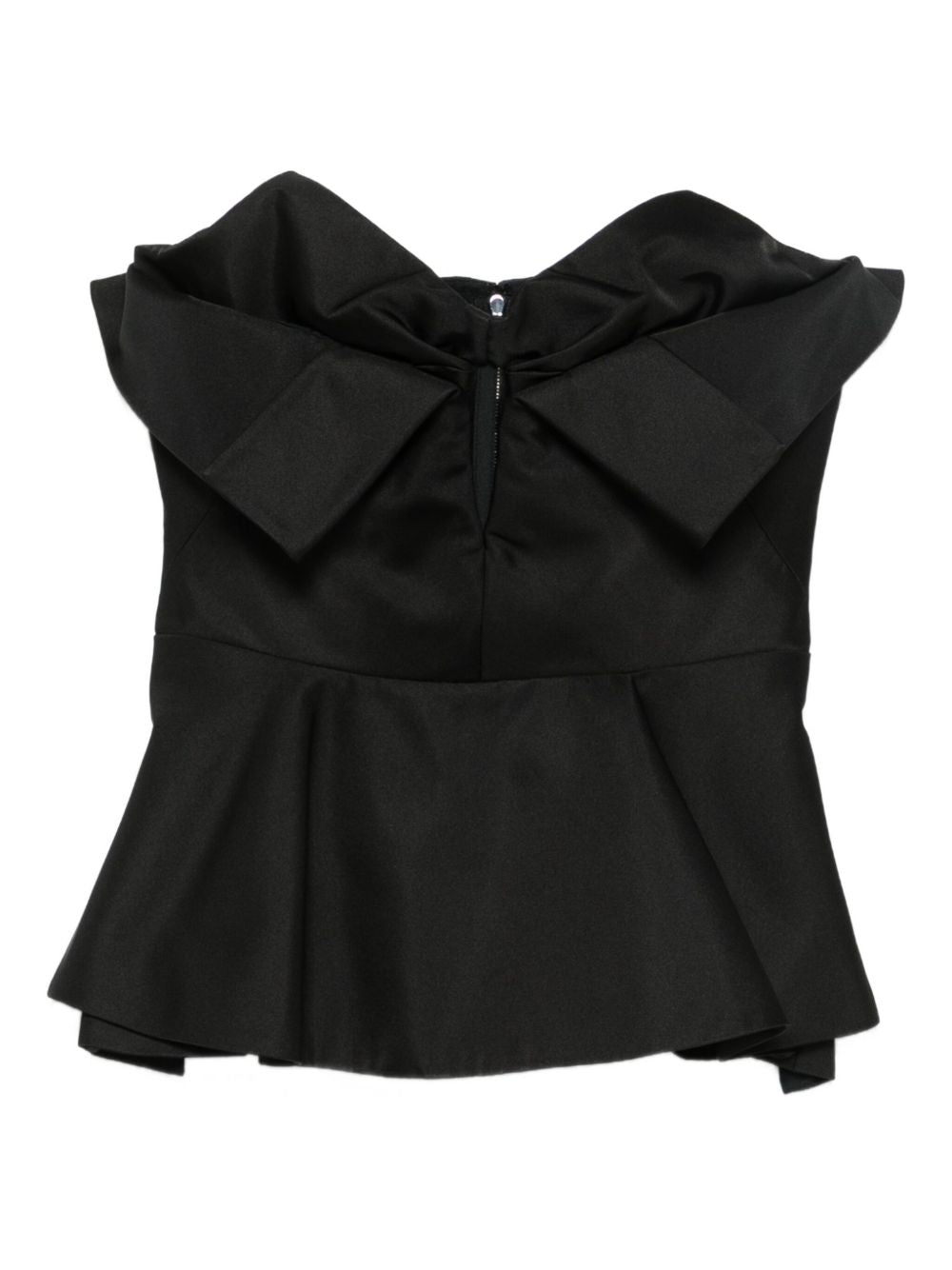 Bow-Detailed Off-Shoulder Peplum Top — Black