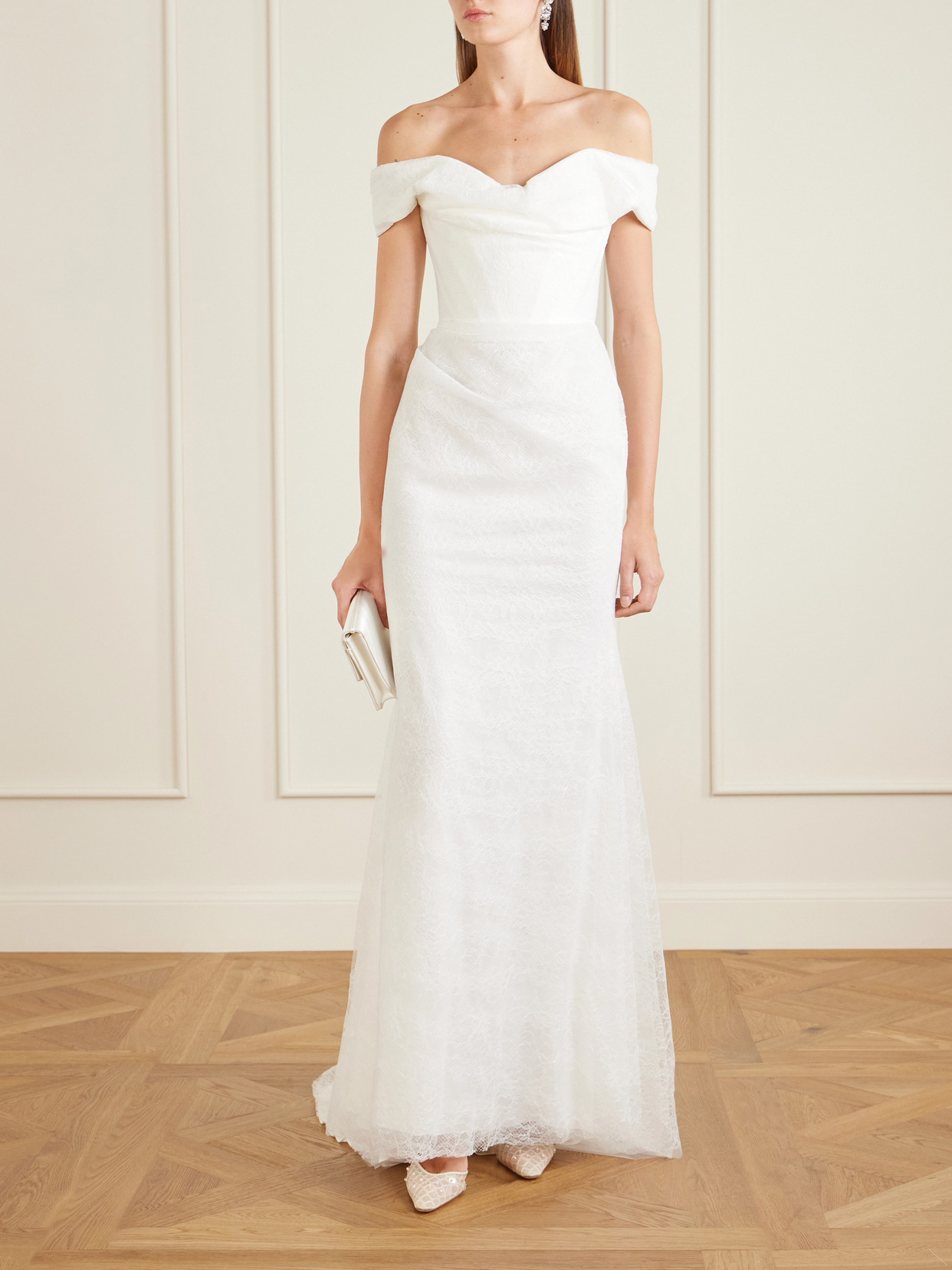Nova Cora Lace And Satin Corset Gown - White
