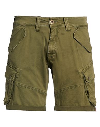 Man Shorts & Bermuda Shorts Military green Size 30 Cotton, Elastane