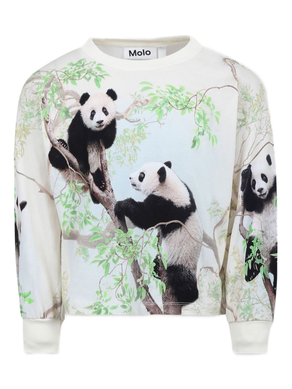 Girls Ivory Organic Cotton Pandas Top