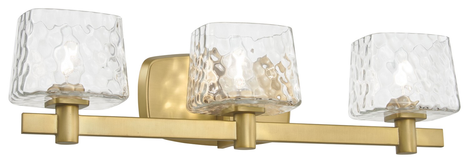 Soft Brass Three Light Bath Vanity from the Drysdale Collection