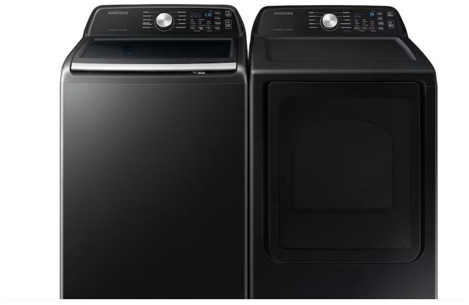 Samsung Side-by-Side Top Load Washer and Electric Dryer Set in Black SAWADREAV