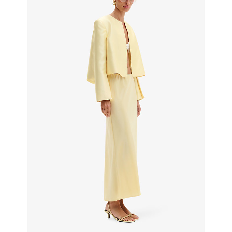 Womens Aubree High-Waist Satin Midi Skirt