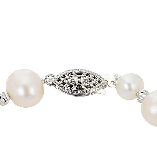 "5-9mm Cultured Pearl and Crystal Filigree Clasp 7 2"" Bracelet"