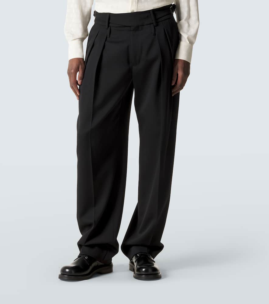Virgin wool gabardine wide-leg pants