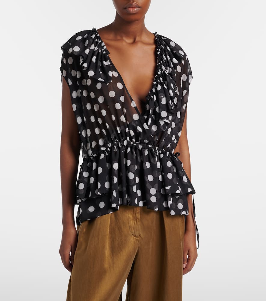 Polka-dot ruffled top
