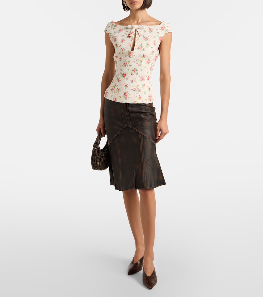 Bow-detail floral top