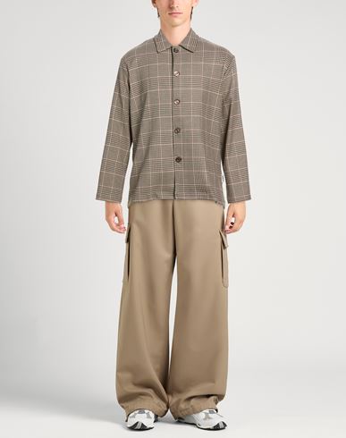 Man Shirt Brown Size L Polyester, Viscose, Elastane