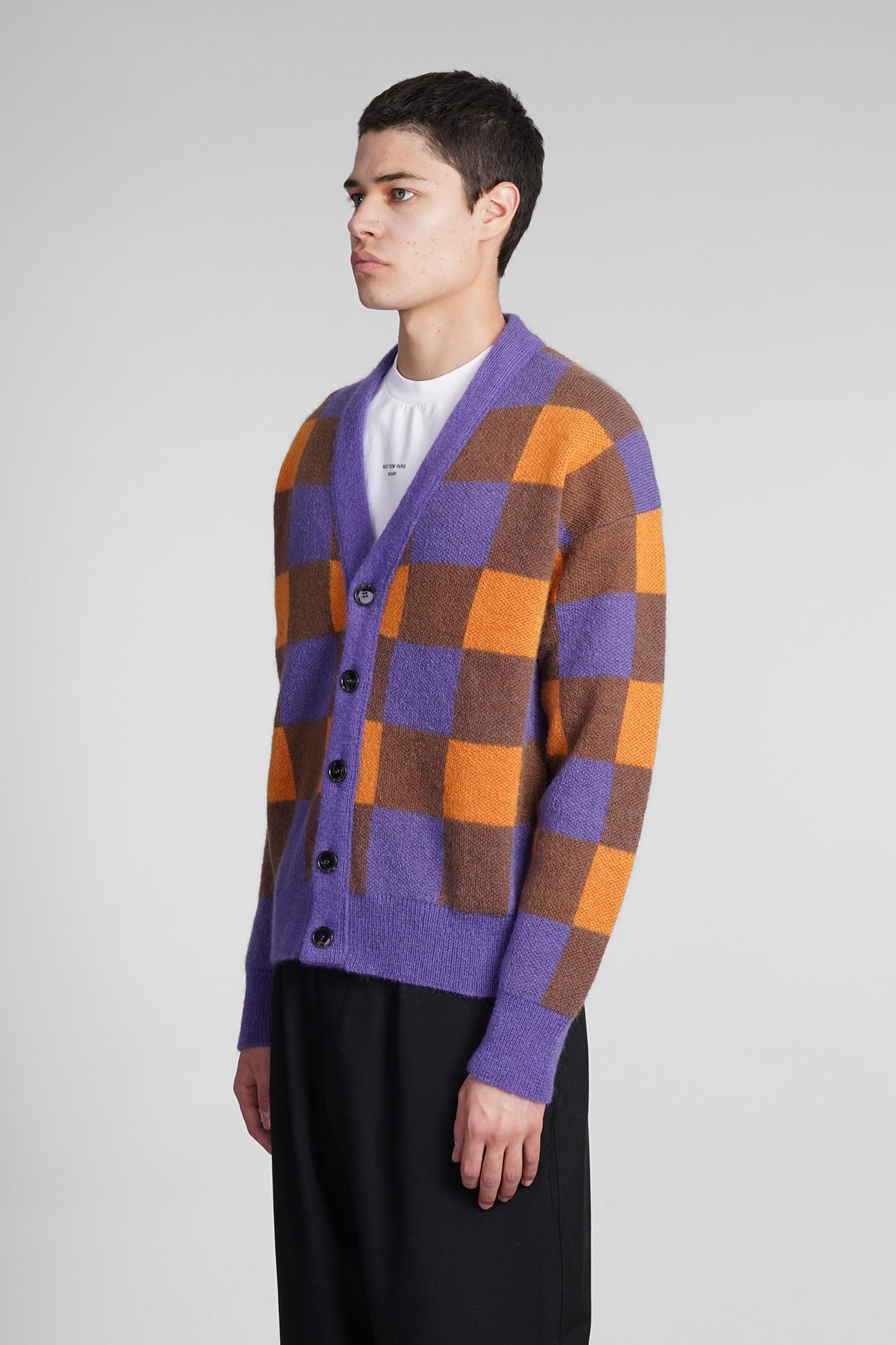 Cardigan In Orange Wool