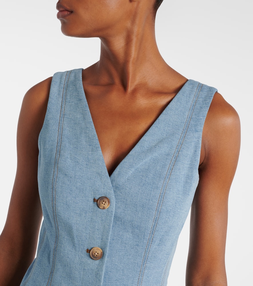Lou pleated denim midi dress