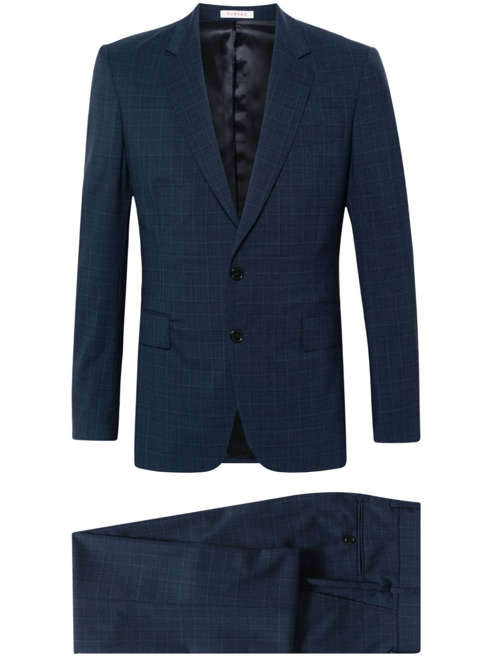 Prince-of-Wales-check wool suit - Blue