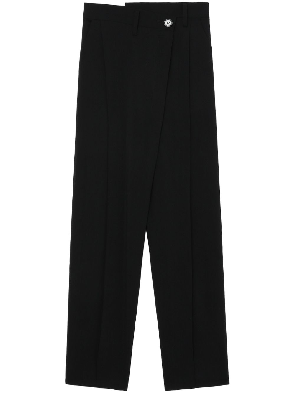 High-waisted straight-leg wool trousers - Black