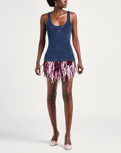 Woman Tank top Blue Size L Cotton, Elastane
