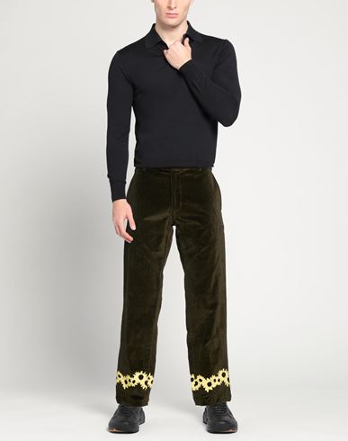 Man Pants Dark green Size 30 Cotton, Rayon, Elastane