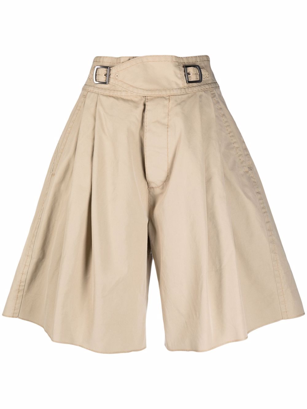 Pleated high-waist shorts - Neutrals