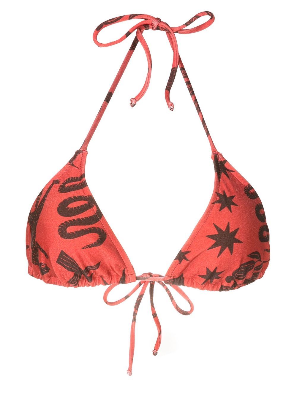 Hanna halterneck printed bikini top - Brown