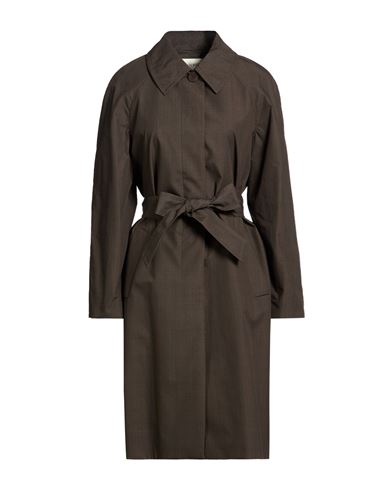 Woman Overcoat & Trench Coat Dark brown Size 6 Cotton