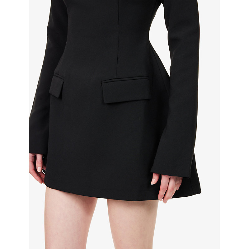Womens Split-Sleeve Long-Sleeve Woven Mini Dress
