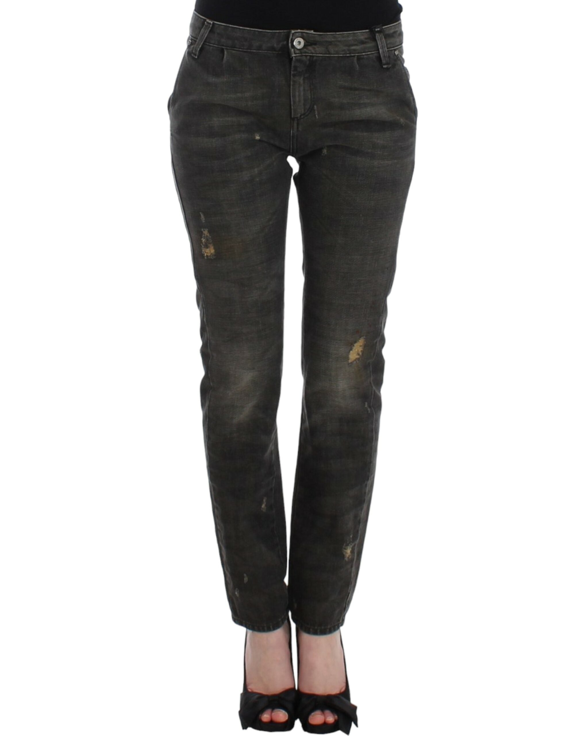 Distressed Cotton Jeans — Gray