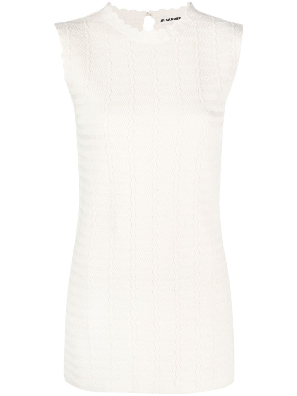 Sleeveless zigzag-pattern sweatshirt - White