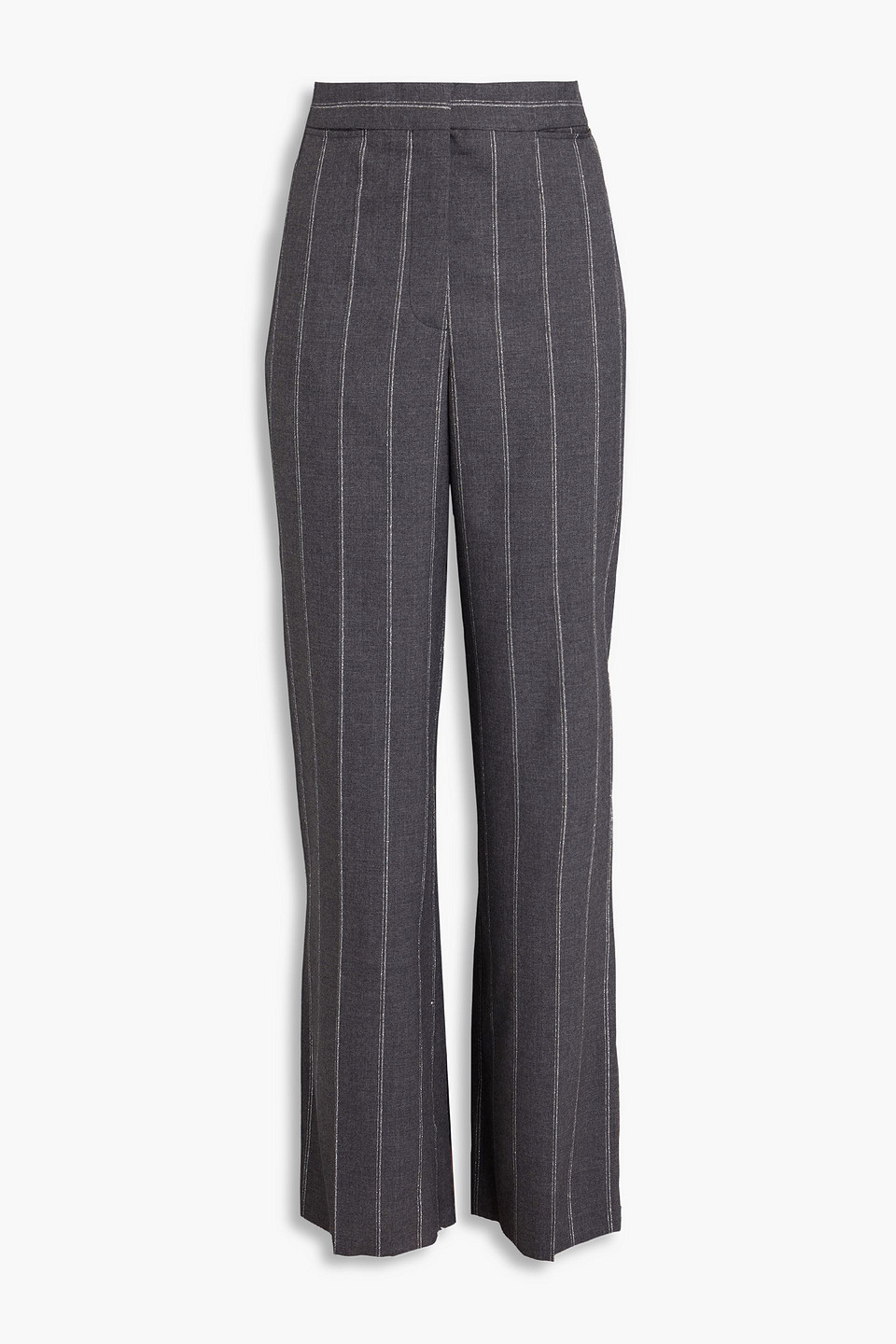 Metallic striped wool-blend twill straight-leg pants - Gray - IT 40