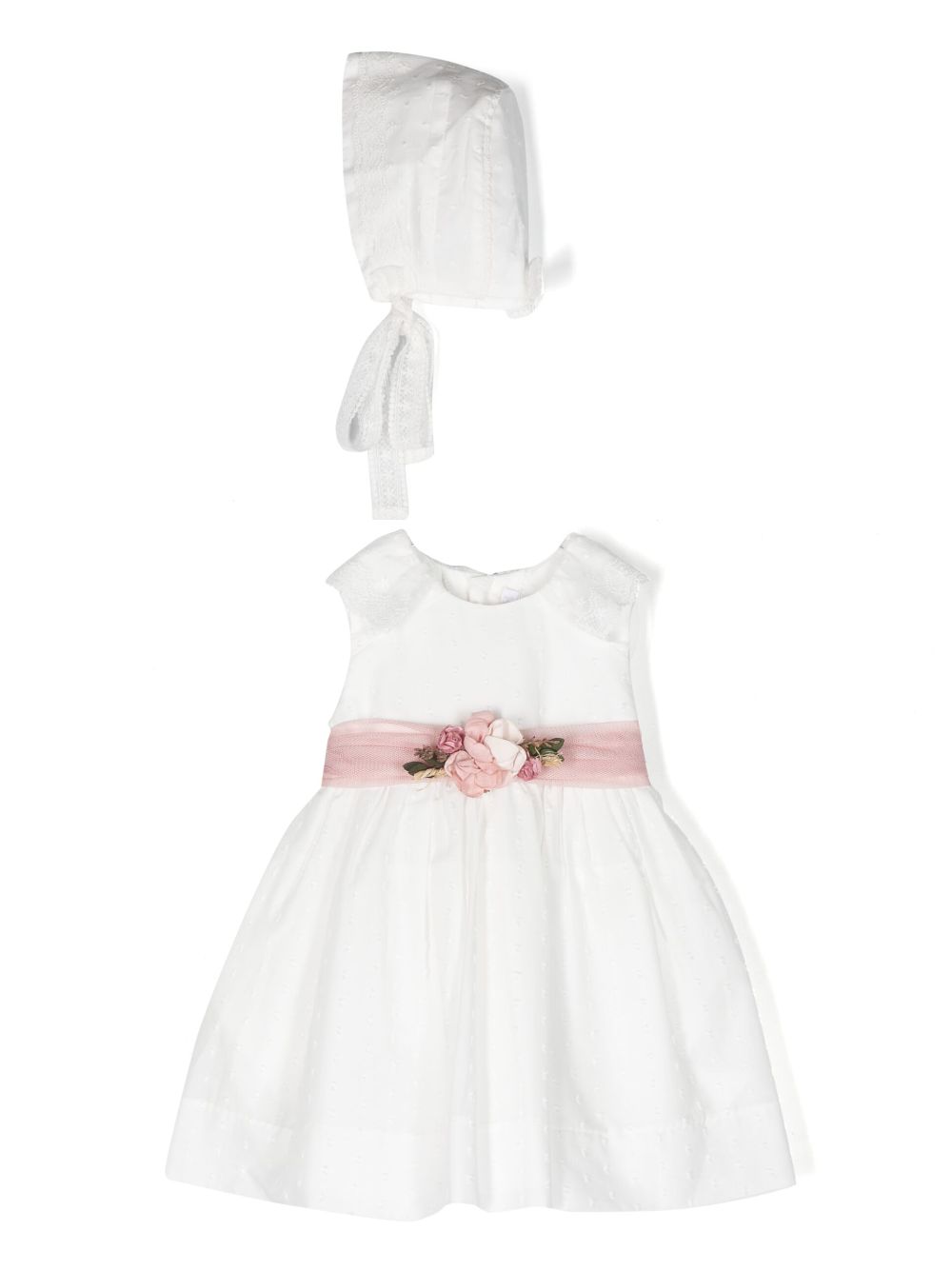 Sleeveless belted dress - White