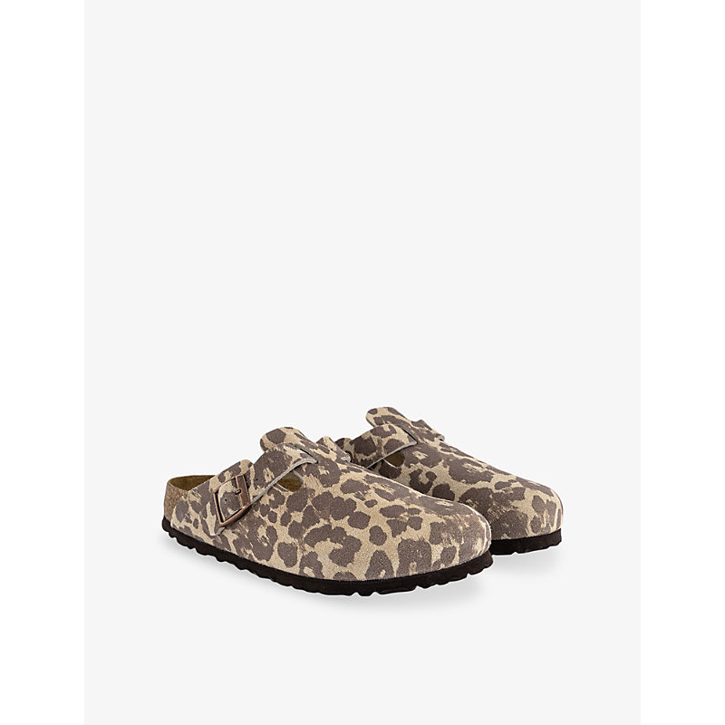 Womens Boston Leopard Suede Clogs
