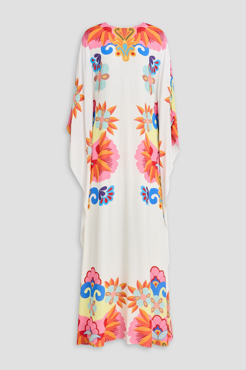 Eloise draped printed cotton maxi dress - White - UK 8