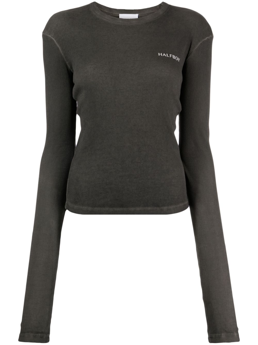 Logo-print ribbed cotton T-shirt - Grey