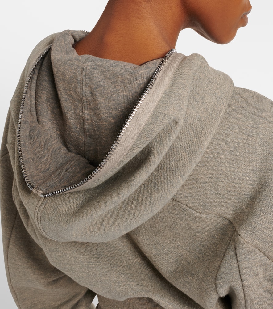 Cropped cotton-blend jersey hoodie