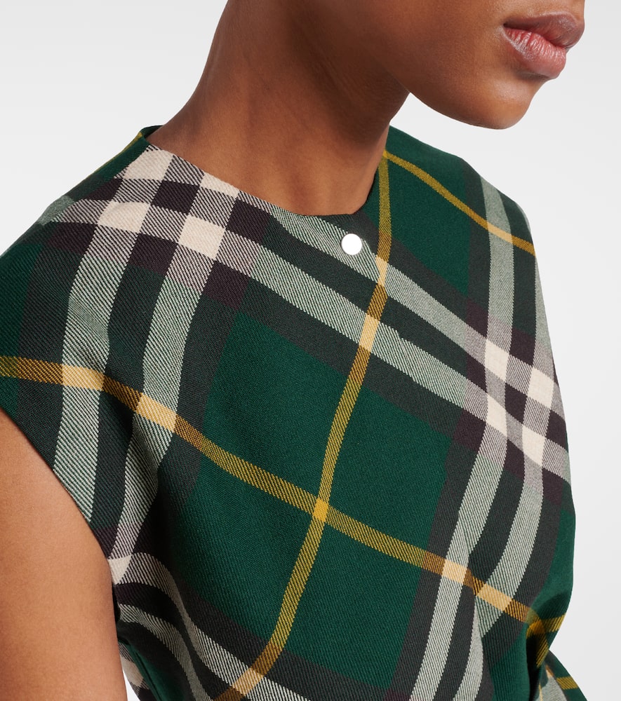 Check wool midi dress