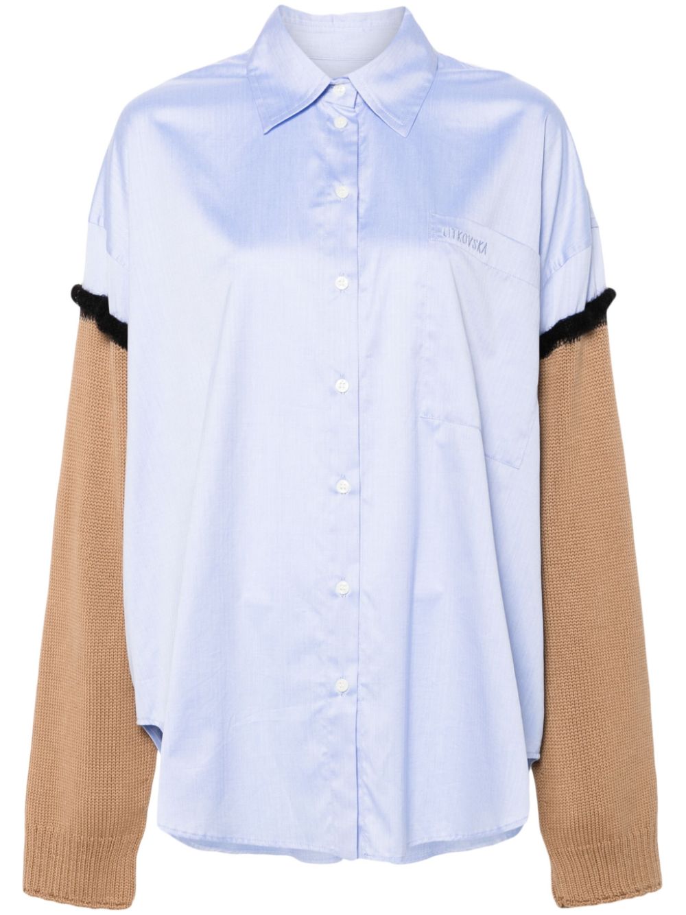 Logo-embroidered shirt - Blue