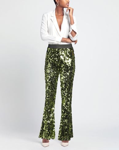 Woman Pants Lime green Size M Polyester