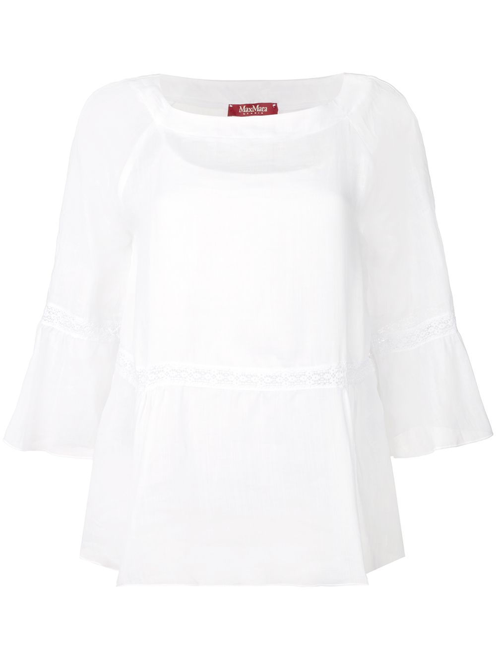 Broderie anglaise trim blouse - White