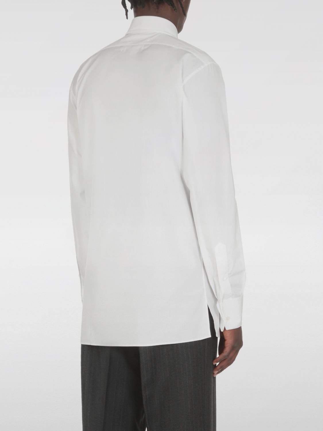 Pointed-collar cotton shirt - White