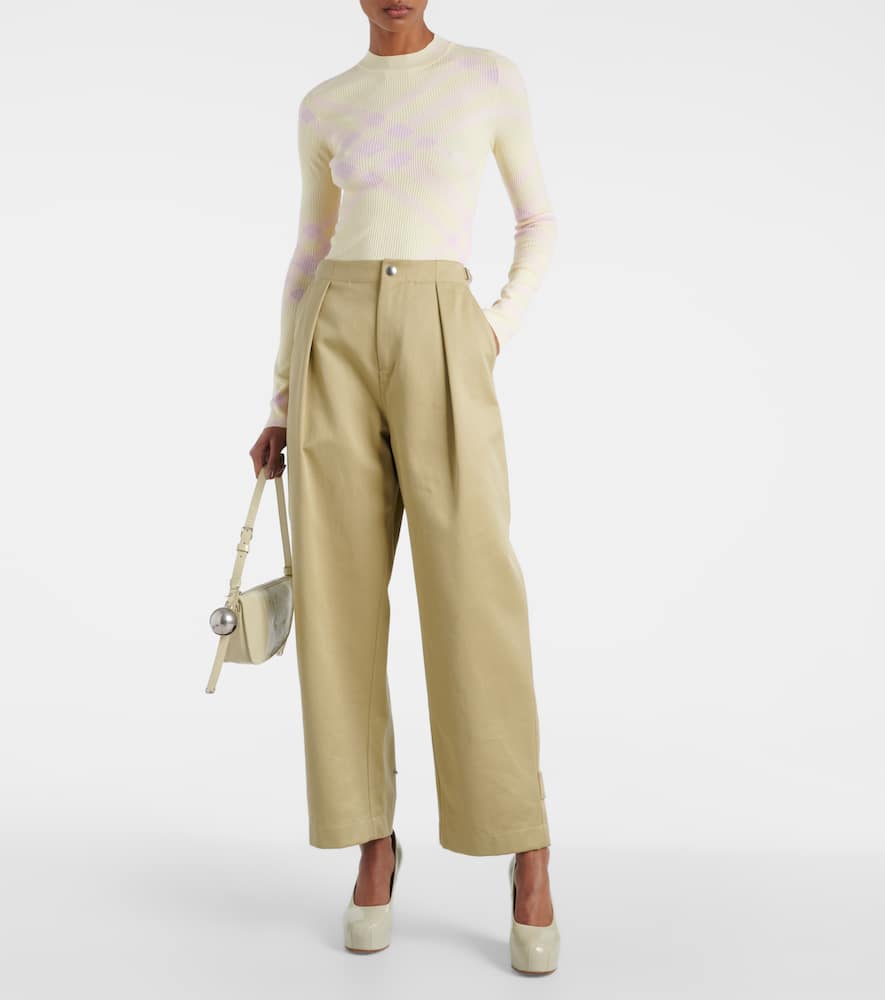 Check wool-blend top