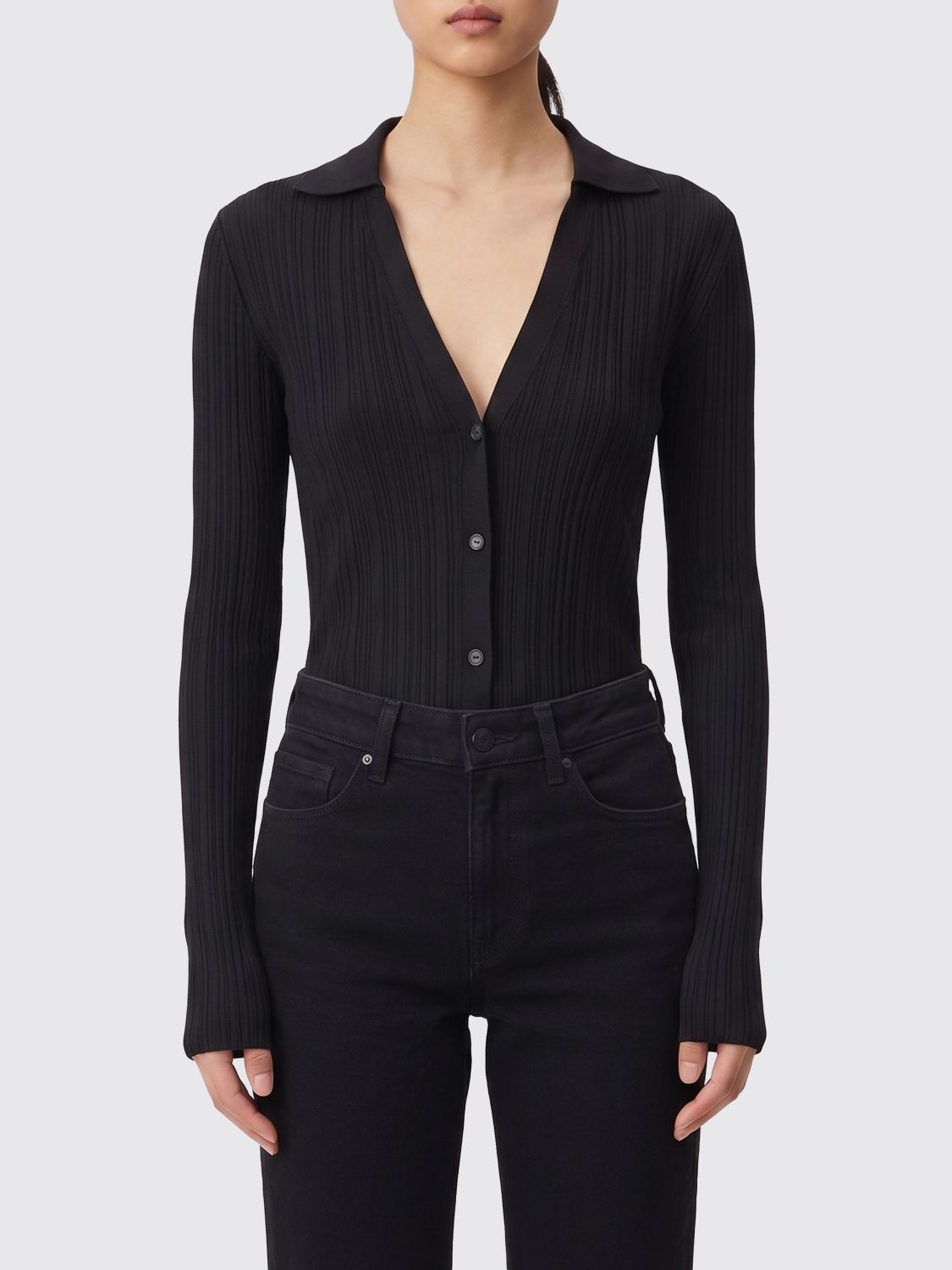 Rib Knit Polo Cardigan Sweater