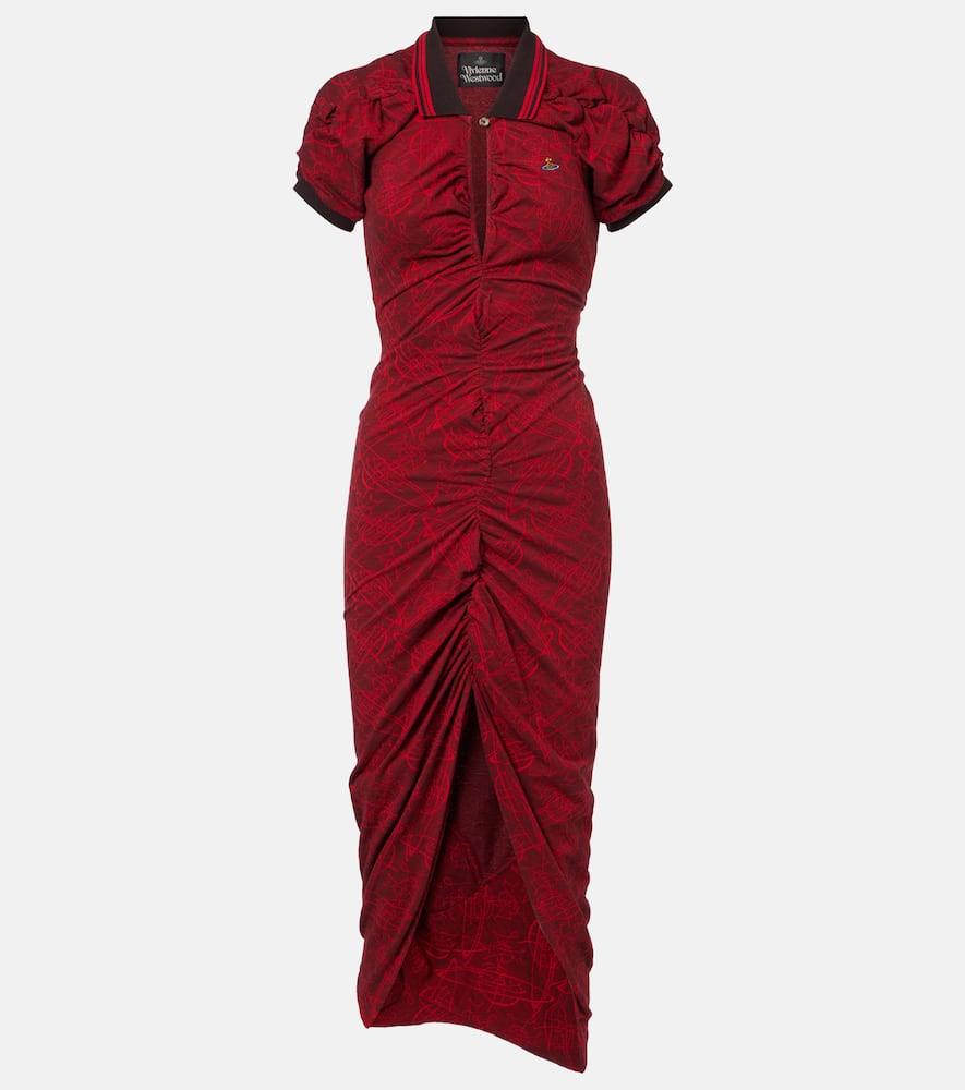 Pulling cotton jacquard midi dress