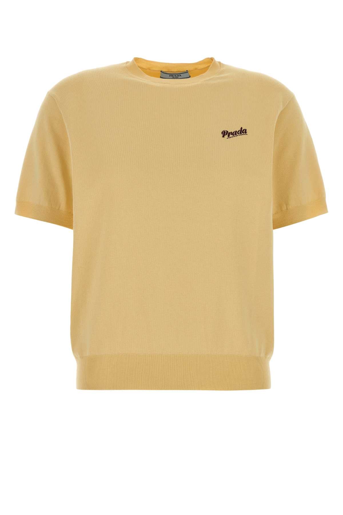 Logo-Embroidered Recycled Silk Knit T-Shirt — Yellow