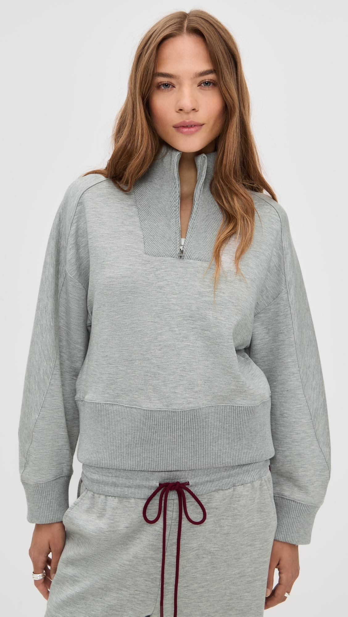 Thea Quarter Zip Pullover Heather Grey
