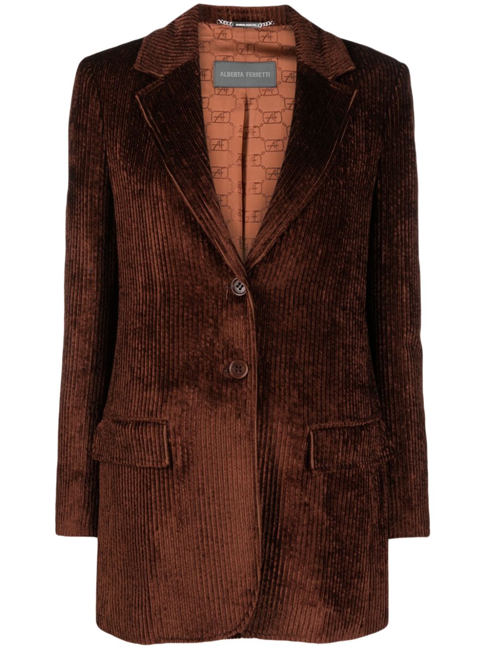 Corduroy single-breasted blazer - Brown