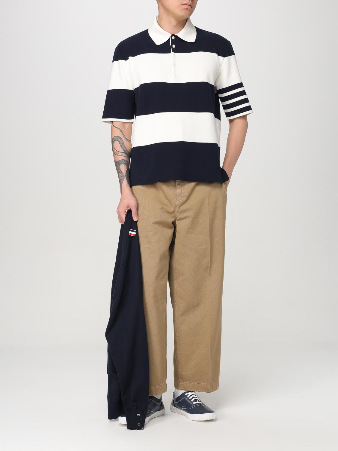 Striped polo shirt - White